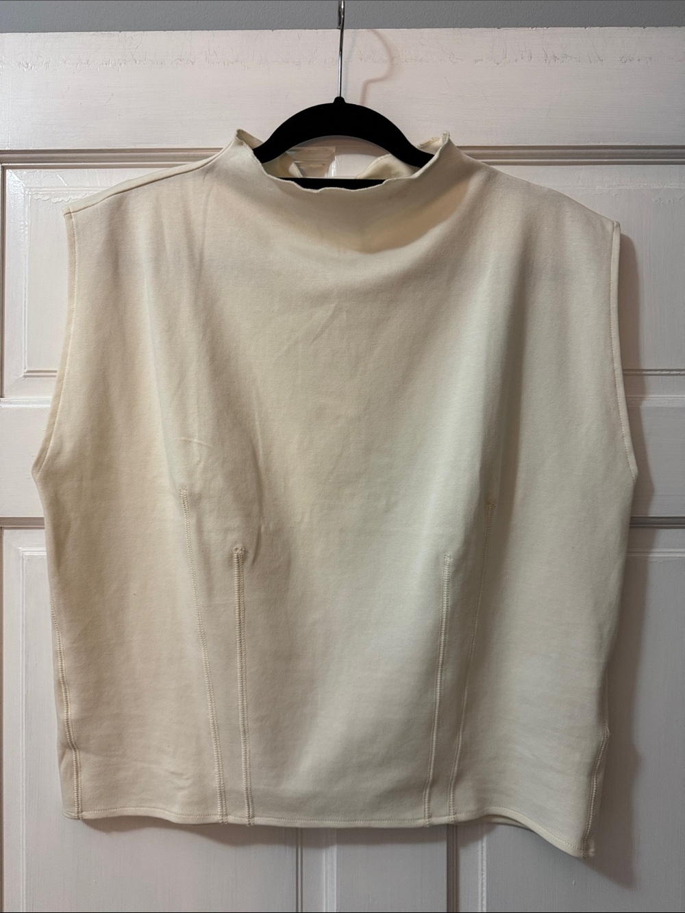 Anthropologie Cream Sleeveless Mock Neck Tank